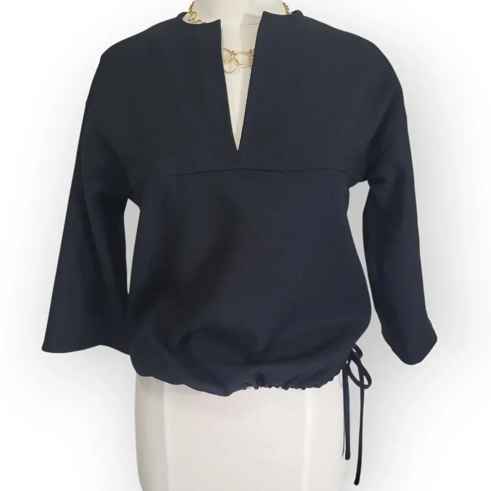 Vintage Top 70s 80s Corinth Street Womens S / M Black Made USA ILGWU Union - Picture 2 of 12